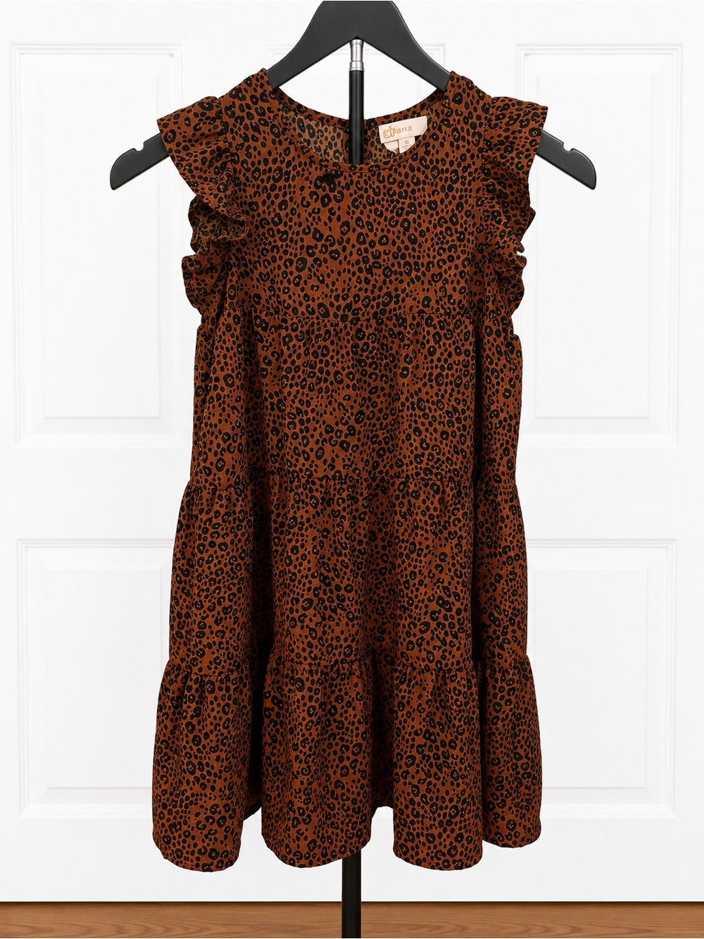 GB girls Rust Leopard Ruffle Tiered Dress